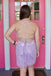 Sheath Lavender V Neck Spaghetti Straps Sequins Homecoming Dress, Graduation Dress OMH0122