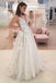 A Line V Neck Spaghetti Straps Wedding Dresses with Lace Appliques, Long Bridal Dresses OW0037
