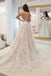 A Line V Neck Spaghetti Straps Wedding Dresses with Lace Appliques, Long Bridal Dresses OW0037