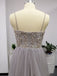 Silver Spaghetti Straps Beaded Bodice Tulle A Line Prom Dresses PDS82