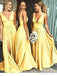 Burgundy A Line Deep V Neck Cheap Bridesmaid Dresses For Wedding PDI92