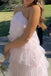 Stylish Pink Tulle Halter Layers Sleeveless Prom Dresses with Slit, Girl Dresses OM0137