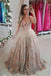 Spaghetti Strap A Line Floral Embroidery Prom Dresses Long Formal Party Dress PDH48