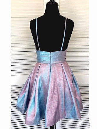 Spaghetti Strap Short Homecoming Dresses V-neck A Line Party Dress PDO6