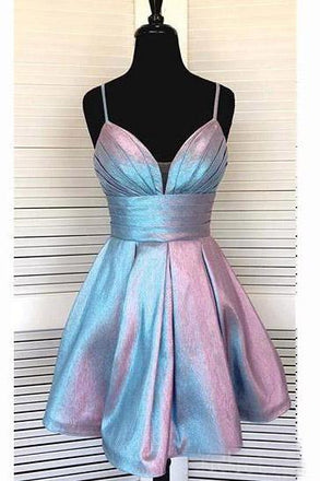 Spaghetti Strap Short Homecoming Dresses V-neck A Line Party Dress PDO6