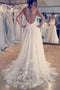 Deep V Neck Applique Wedding Dresses Ivory A Line Wedding Gowns PDP88