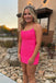 Sparkly Hot Pink Bodycon Party Dress Spaghetti Straps Sequins Homecoming Dresses OMH0147