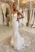 Beautiful Mermaid Spaghetti Straps V neck Lace Wedding Dresses with Detachable Train OW0057