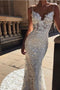 Mermaid Spaghetti Straps Lace Wedding Dresses, Sexy V neck Backless Wedding Gowns OW0083