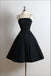 Mini A Line Black Spaghetti Straps Short Prom Dresses, Homecoming Graduation Dress OMH0050
