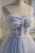 Cute Pastel Blue A line Spaghetti Straps Tulle Appliques Short Homecoming Dresses OMH0041