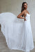 A Line Lace Long White Spaghetti Straps Chiffon Bridal Dresses, Beach Wedding Dress OW0049
