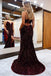 Sparkly Mermaid Sequins Spaghetti Straps V neck Long Prom Dresses With Slit OM0382