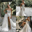 Sexy A line Sweetheart Strapless Lace Appliques Ivory Slit Wedding Dresses with Tulle OW0073