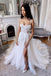 Princess A Line Spaghetti Straps Tulle Scoop Wedding Dresses With Slit, Bridal Dress OW0138