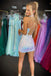 White Sequin Iridescent Spaghetti Straps Short Prom Dress with Lace up, Homecoming Dress OMH0220