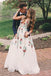 A Line V Neck Flower Appliques Prom Dresses, Long Evening Dresses PDG76