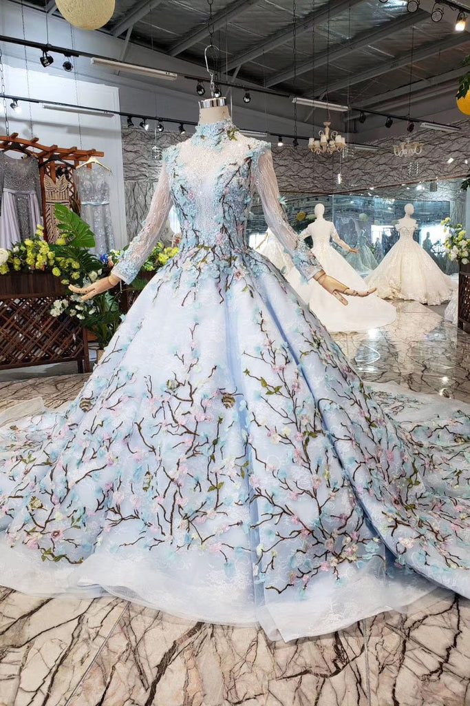 Stunning Light Blue Ball Gown Wedding Dresses, Quinceanera Dresses PDJ98