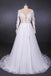 A Line Tulle Lace Appliques Long Sleeves Wedding Dress, Cheap Bridal Dresses PDQ28