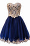 A Line Short Blue Gold Lace Appliques Prom Dresses Homecoming Dresses PDF58