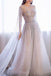 A-line Round Beaded Long Prom Dresses Charming Formal Gowns PDS70