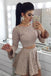 Two Piece A-Line Long Sleeves Lace Short Homecoming Dress PPD14
