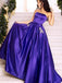 Gorgeous Strapless A-Line Purple Sleeveless Long Prom Dresses PDN6