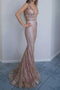 Mermaid V-Neck Backless Glitter Formal Evening Prom Dresses PDN5