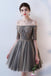 A Line Half Sleeves Off the Shoulder Homecoming Dresses, Short Appliques Prom Dress PDN62