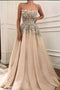 Charming Spaghetti Straps Appliques A-line Formal Long Prom Dresses PDH14