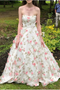 A Line Floral Long Prom Dresses Strapless Beautiful Flower Printed Prom Dress PDR43