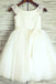 A-Line Round Neck White Flower Girl Dress with Sash Lace PDP26