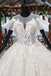 Elegant Ball Gown Big Wedding Dresses, Appliques Bridal Dress with Short Sleeves PDN73
