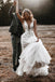 Rustic A Line V Neck Lace Appliques Straps Ivory Wedding Dress Boho Bridal Dresses OW0068