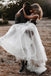 Rustic A Line V Neck Lace Appliques Straps Ivory Wedding Dress Boho Bridal Dresses OW0068