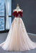 Vintage A-line Off-the-shoulder Red Straps Tulle Party Dresses, Appliques Prom Dress OM0003