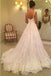 Elegant A Line Appliques Scoop Long Wedding Dresses PDE93