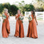 A Line Halter Orange Cheap Long Bridesmaid Dresses PDG57