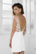 White Scoop Cap Sleeves Lace Short Prom Dresses, Homecoming Dress with Tulle OMH0166