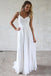 Elegant A line Chiffon Straps V Neck White Wedding Dresses, Lace Bridal Dress OW0076