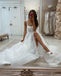Elegant Mermaid Lace Straps White Scoop Wedding Dresses with Detachable Train OW0084