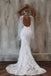 Elegant Mermaid Lace V Neck Wedding Dresses, Backless Lace Wegging Gowns OW0087
