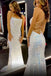 Shiny Mermaid White Sequins Prom Dresses, Hot Sale Glitter Formal Everning Dresses OM0162
