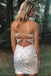 Sparkly White Sequins Tight Homecoming Dresses Sleeveless Short Prom Dresses OMH0175