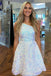 Sparkly A Line Sequined White One Shoulder Homecoming Dress, Short Prom Dress OMH0213