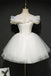 Cute A Line White Tulle Flowers Homecoming Dresses with Lace up, Graduation Dress OMH0127