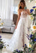 Stylish A line V neck White Tulle Lace Boho Wedding Dresses Straps Bridal Gowns OW0006
