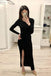 Sheath Long Sleeves Split Black Sexy Prom Dresses, Formal Evening Dresses PDI80