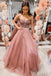 A line Sweetheart Organza Pink Sleeveless Prom Dresses with Beaded, Dance Dresses OM0047
