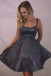 Cheap Spaghetti Strap Dark Grey Sparkly Homecoming Dresses with Pocket PDO8